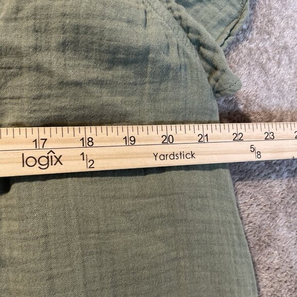 Old Navy Blouse Womens XL Olive Green Textured Cap Short Sleeve Split Neck Shirt - Picture 5 of 6